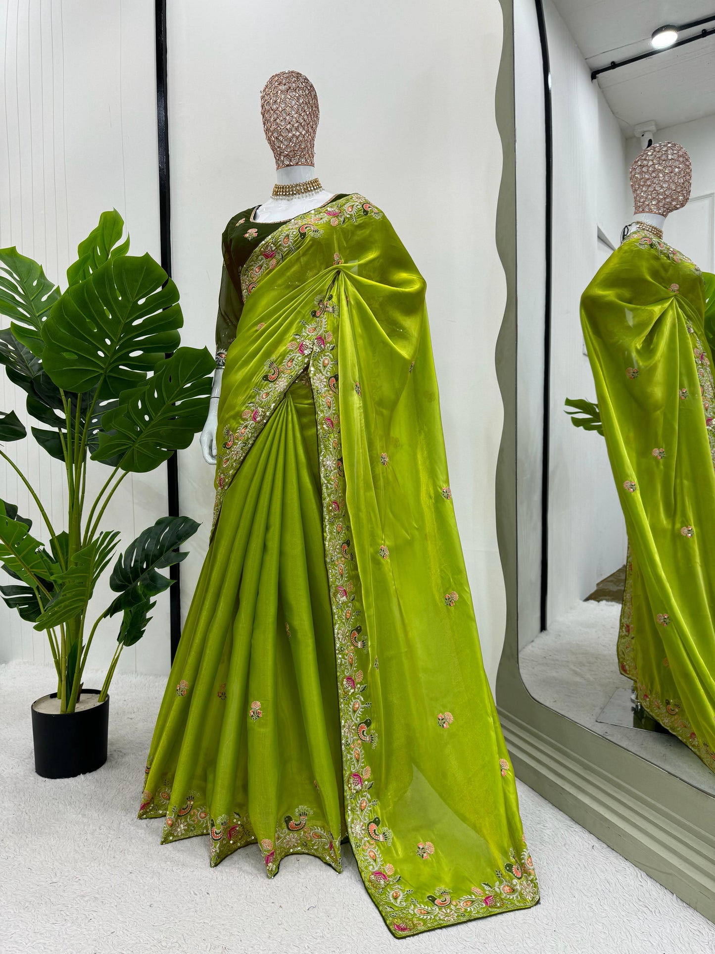 Designer Jimmy Choo Silk Saree with Thread & Sequence Work Blouse