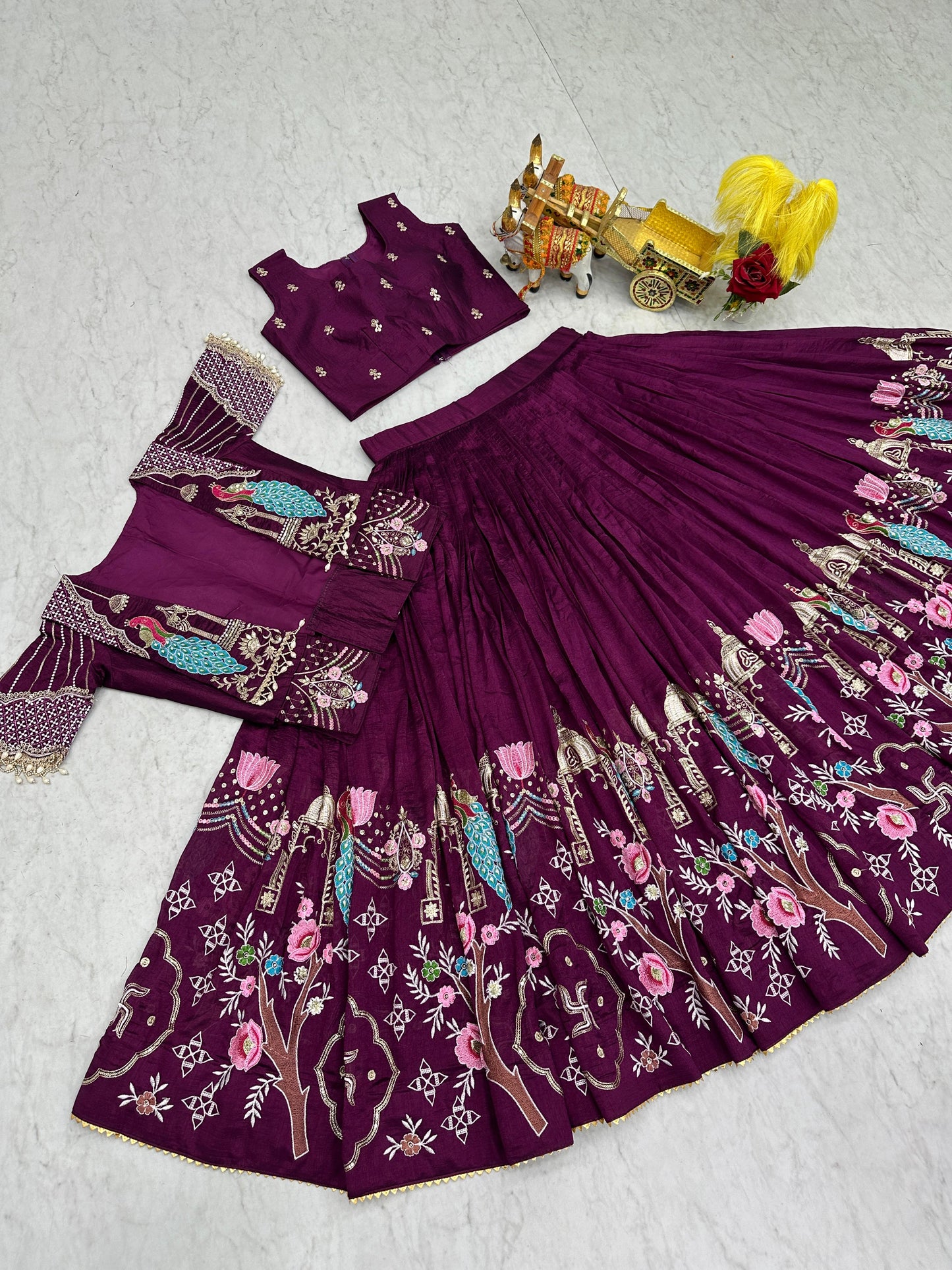 Festival Special Lehenga Choli with Designer Koti & Heavy Embroidery Work