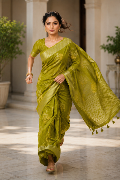 Graceful Floral Woven Saree