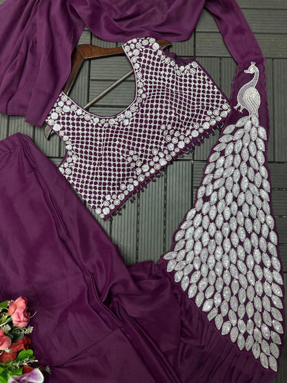 Super Trending Heavy Georgette Ready to Wear Embroidery Sequence Saree