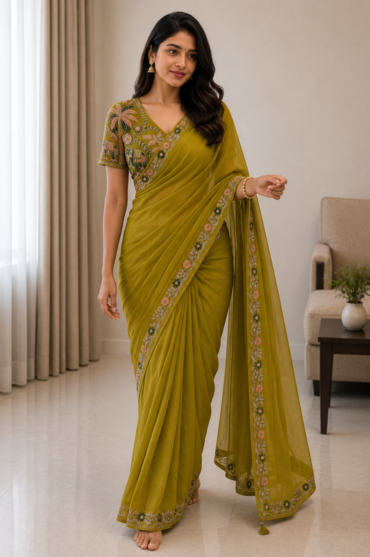 Best Selling Star Georgette Embroidery Saree Collection