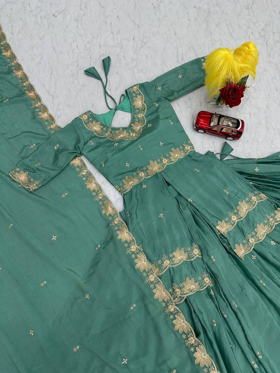 Premium Chinon Silk Wedding Wear Lehenga Choli with Sequence Work