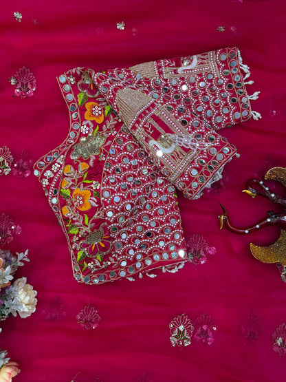 Soft Butterfly Net Saree with Sequins & Multi Thread Embroidery | Full Stitch Blouse