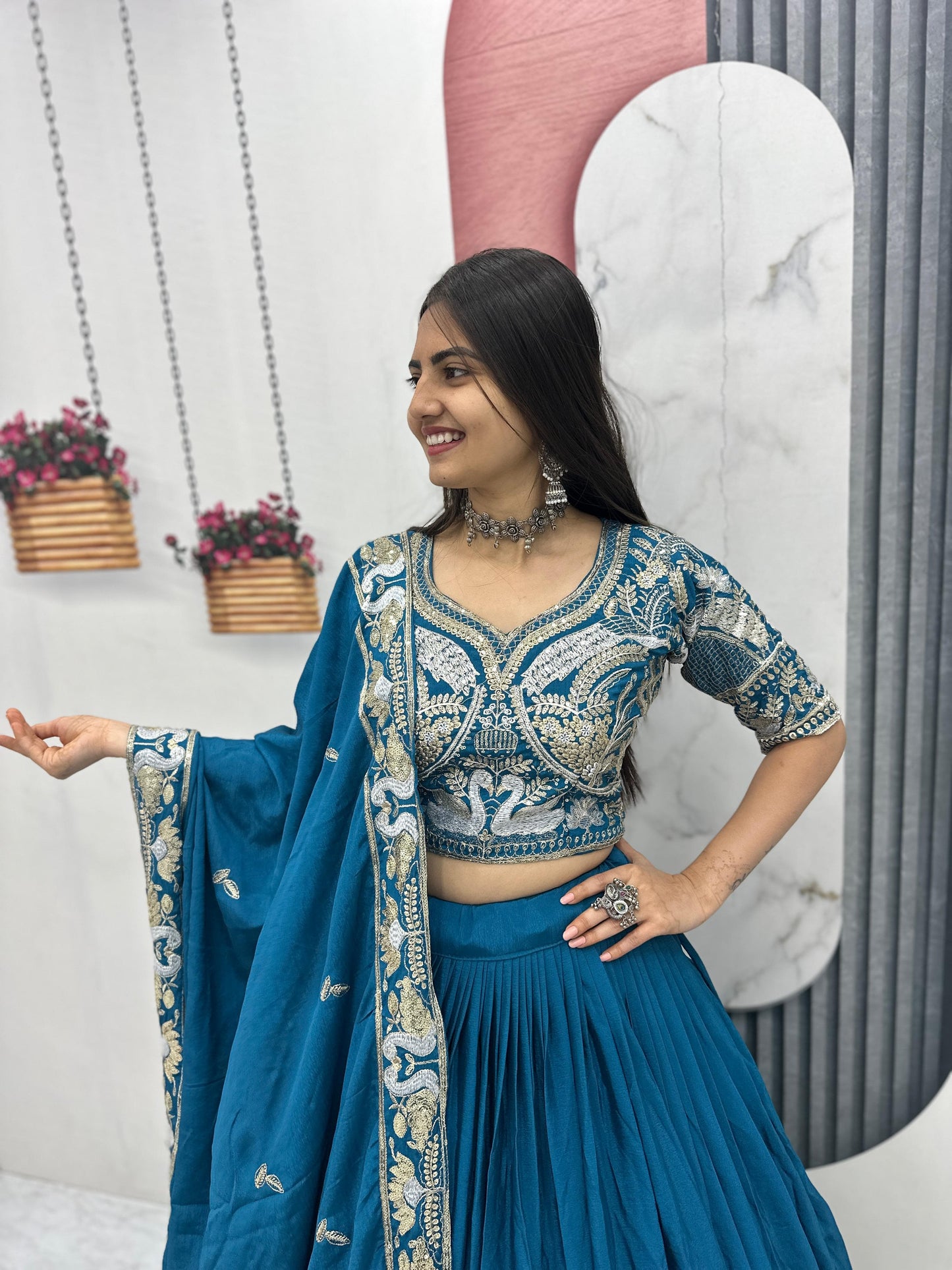 Designer Chinon Embroidery Lehenga Choli with Sequence Work – Festival Wear