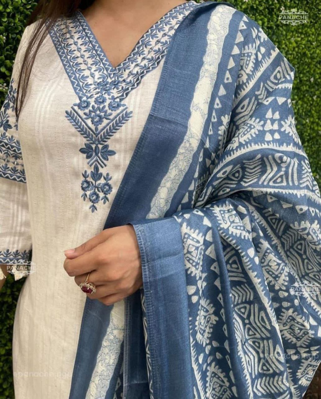 Premium Cotton Kurti Pant Dupatta Set