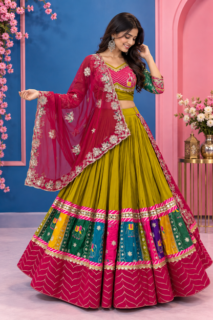 Navratri Special Pure Cotton Lehenga Choli with Heavy Embroidery & Sequins | 6 Meter Flair