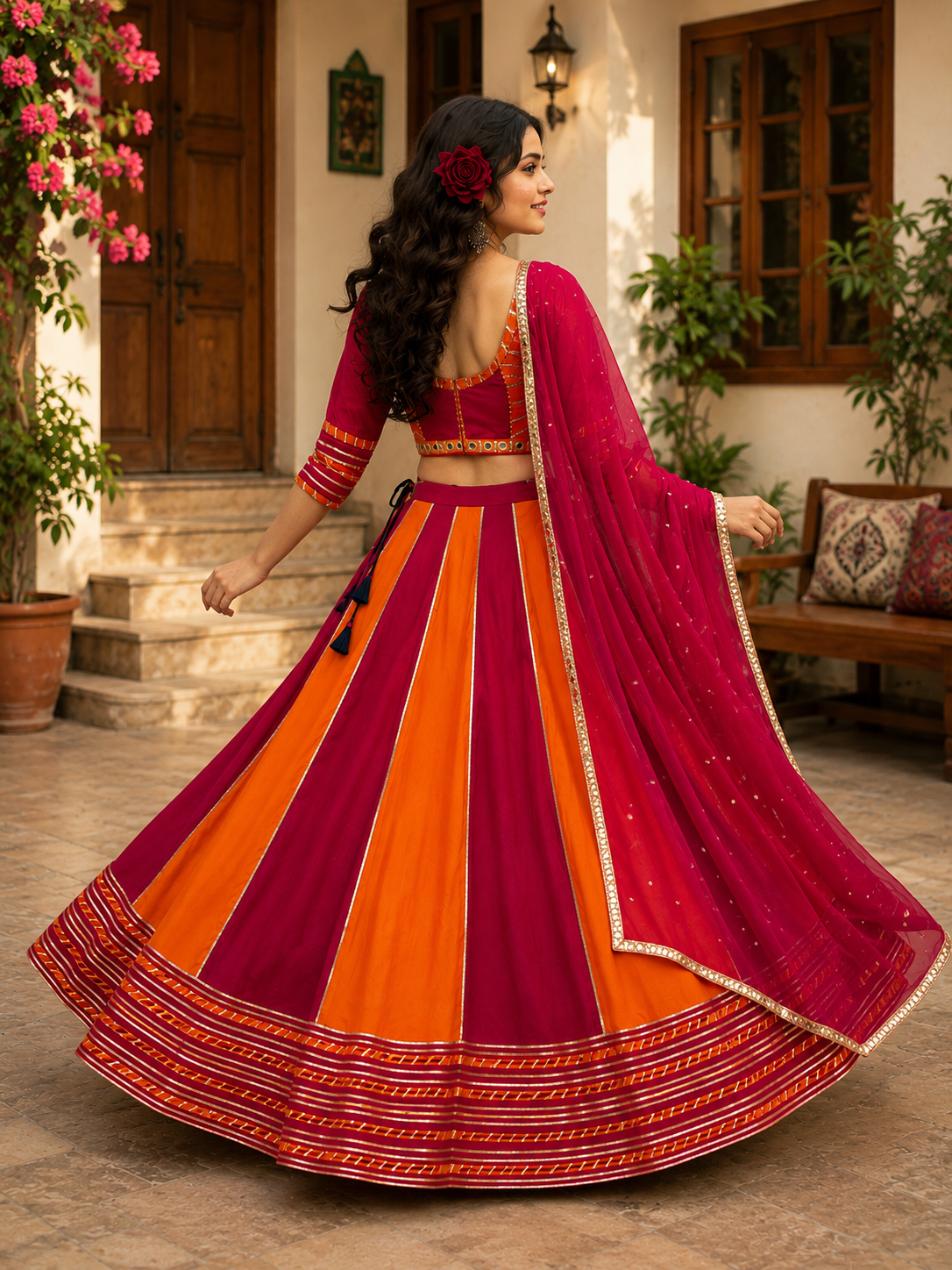 Navratri Special Pure Cotton Lehenga Choli Set | 6 Meter Flair | Real Hand Work | Festival Wear