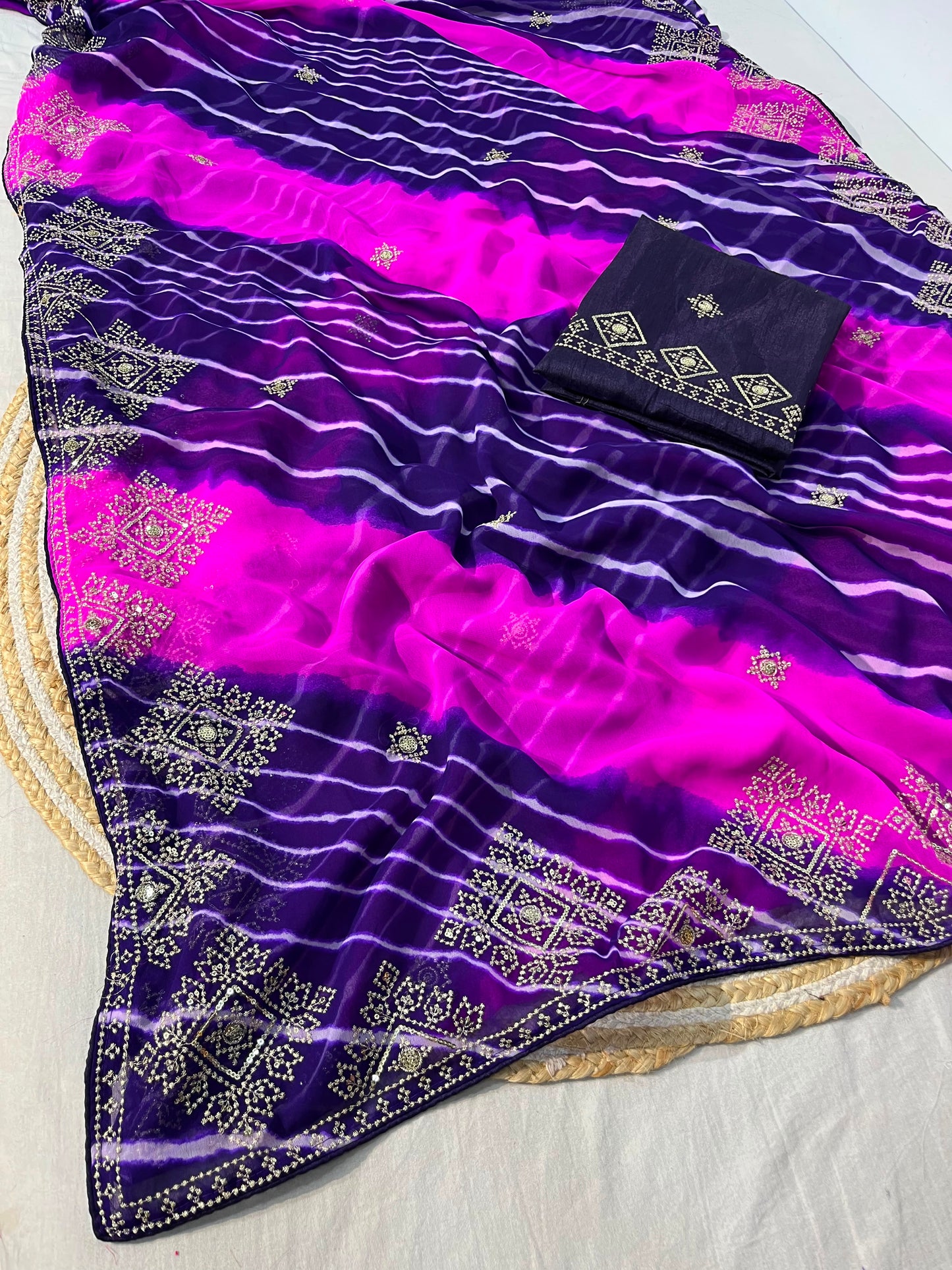 Saavan Special Soft C Multi Leheriya Saree