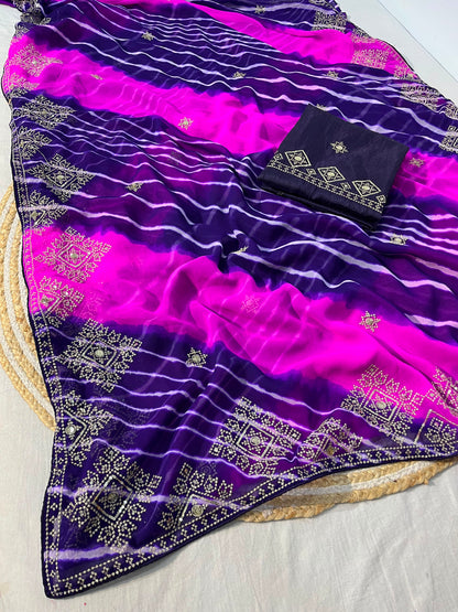 Saavan Special Soft C Multi Leheriya Saree