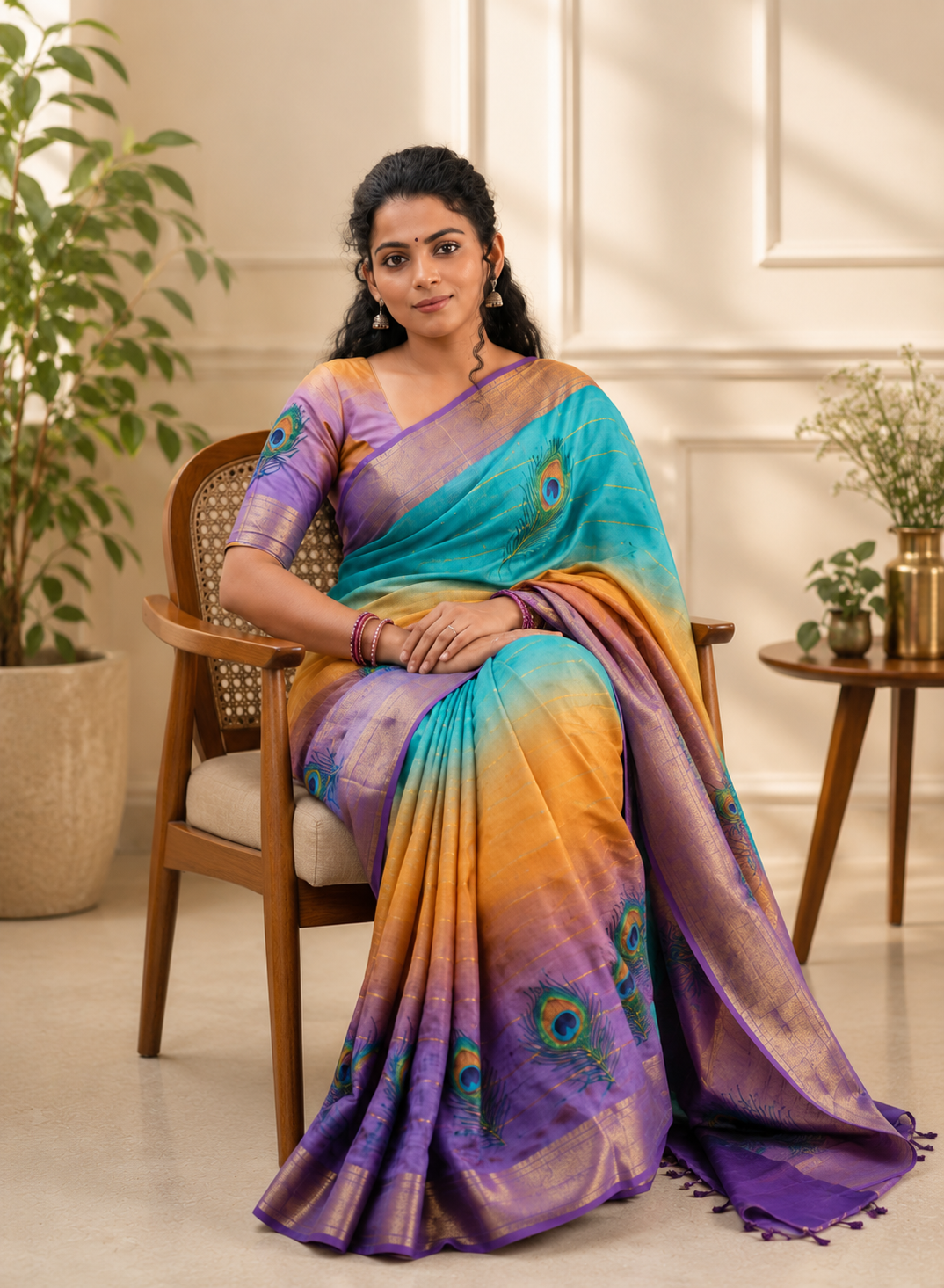 Pure Tussar Silk Saree for Women | Handloom Bhagalpuri Panel Design with Golden Border