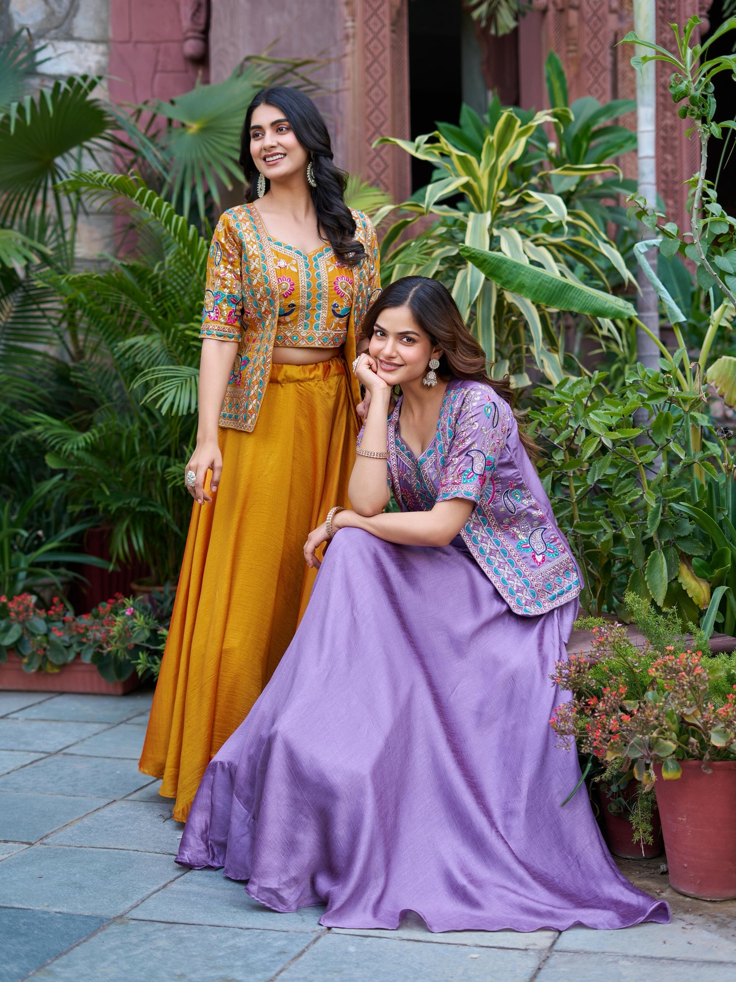 Festival Wear Vichitra Silk Lehenga Choli with Embroidered Koti | Heavy 8.5 Meter Flare