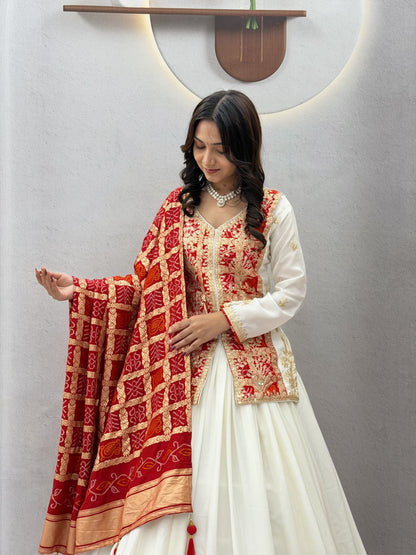 Festival Badhni Chinon Silk Lehenga Choli with Heavy Embroidery & Jacquard Dupatta