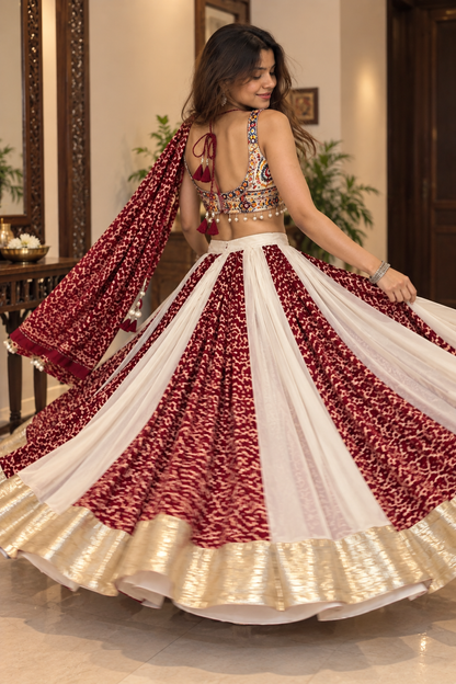 Navratri Special Pure Cotton Lehenga Choli with Gamathi Work | 6 Meter Flair