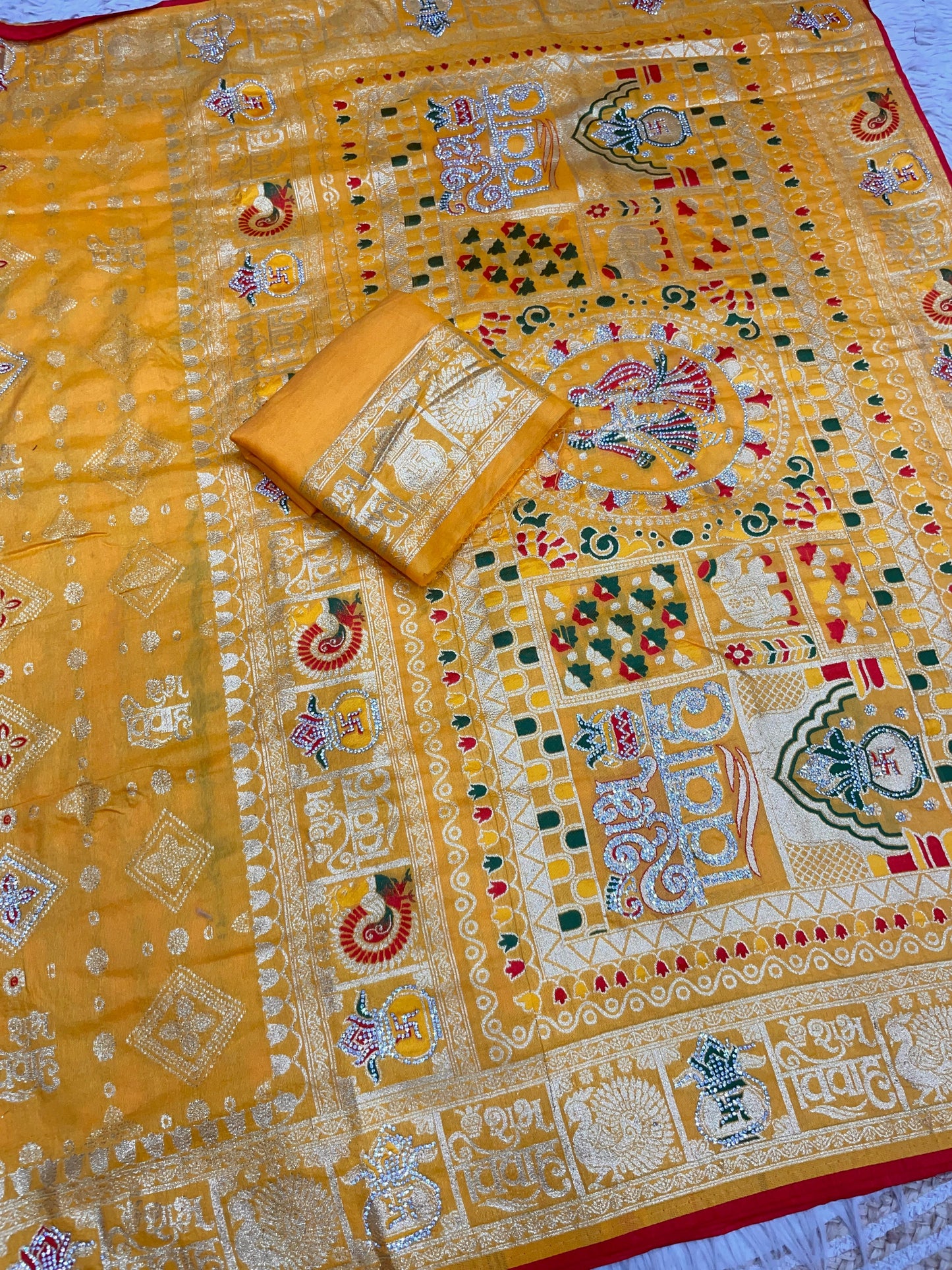 Wedding Special Dola Silk Designer Saree with Zarkhan Work