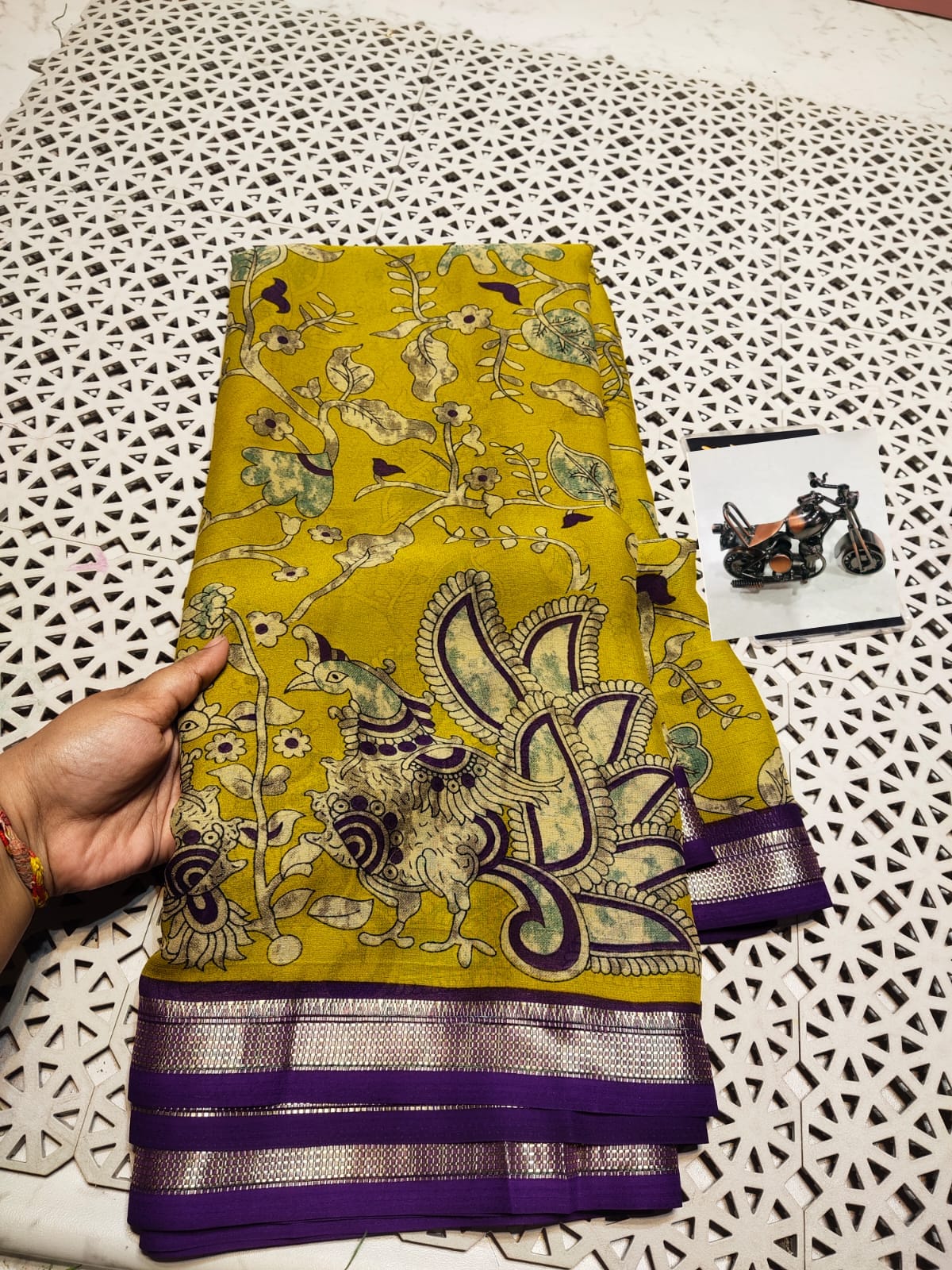 Premium Ajrakh Heavy Marsh Mellow Self Saree With Jacquard Border