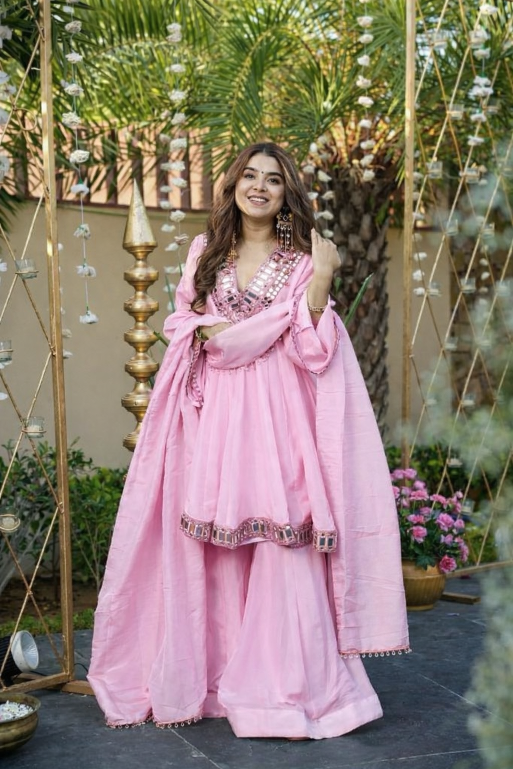 Aliya Cut Kediya Style Real Mirror Work Plazzo Set | Soft Chinon Festive Wear