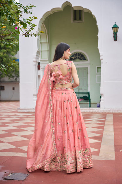 Premium Gold Crush Embroidered Lehenga Set