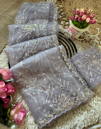 Premium Butterfly Soft Net Saree With Multi Sequence & Thread Embroidery