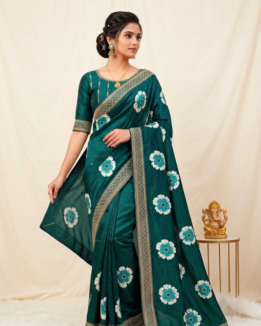 Elegant Floral Printed Saree with Designer Border – Soft Daily & Festive Wear
