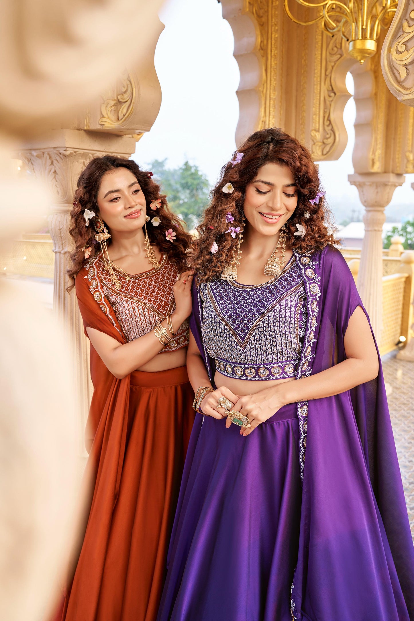 Wedding Special Pure Rangoli Silk Lehenga Choli Set with 9 Meter Flair & Shrug Dupatta