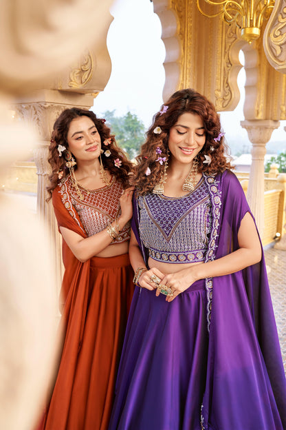 Wedding Special Pure Rangoli Silk Lehenga Choli Set with 9 Meter Flair & Shrug Dupatta