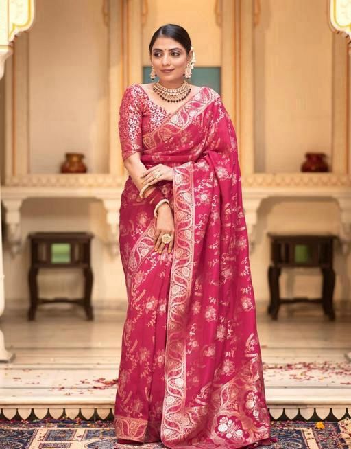 Pink Festive Woven Saree