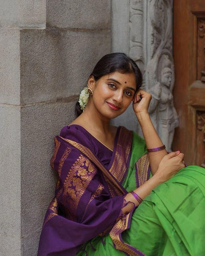 Purple Green Saree