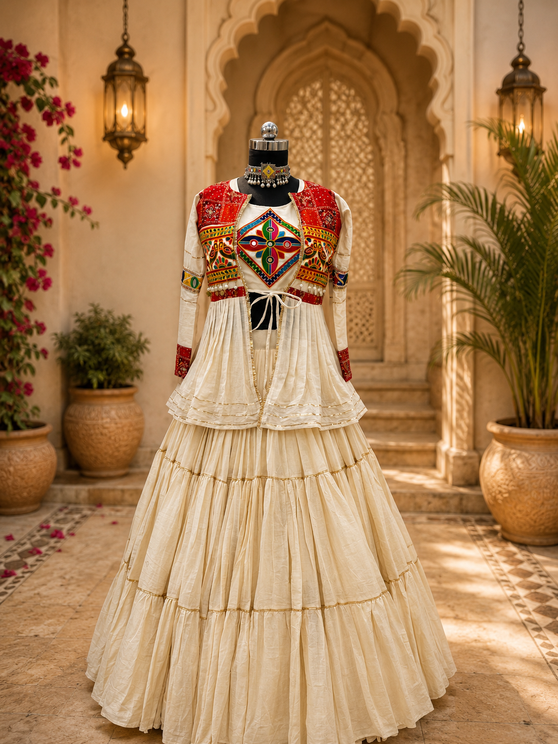 Navratri Special Gamathi Work Lehenga Choli – 9 Meter Flair