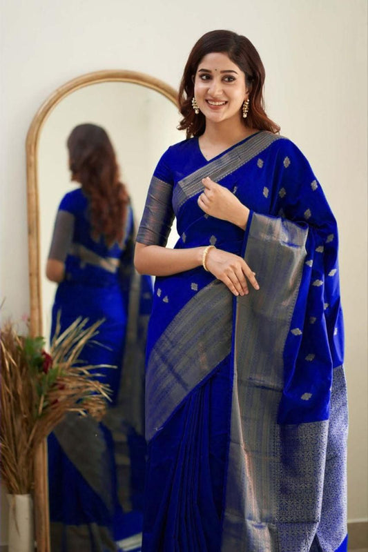 Royal Blue Cotton Silk Saree
