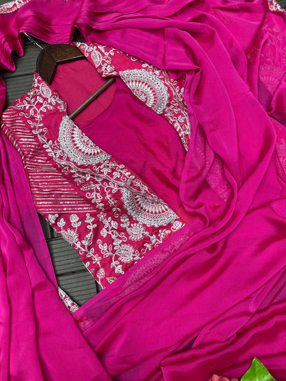 Heavy Rangoli Ready to Wear Saree with Embroidery Sequence Koti