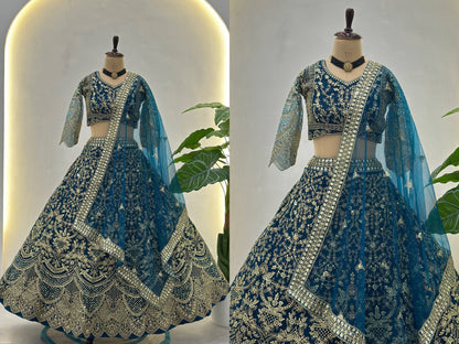 Premium Butterfly Net Designer Lehenga Choli with Heavy Embroidery (3 Colours)