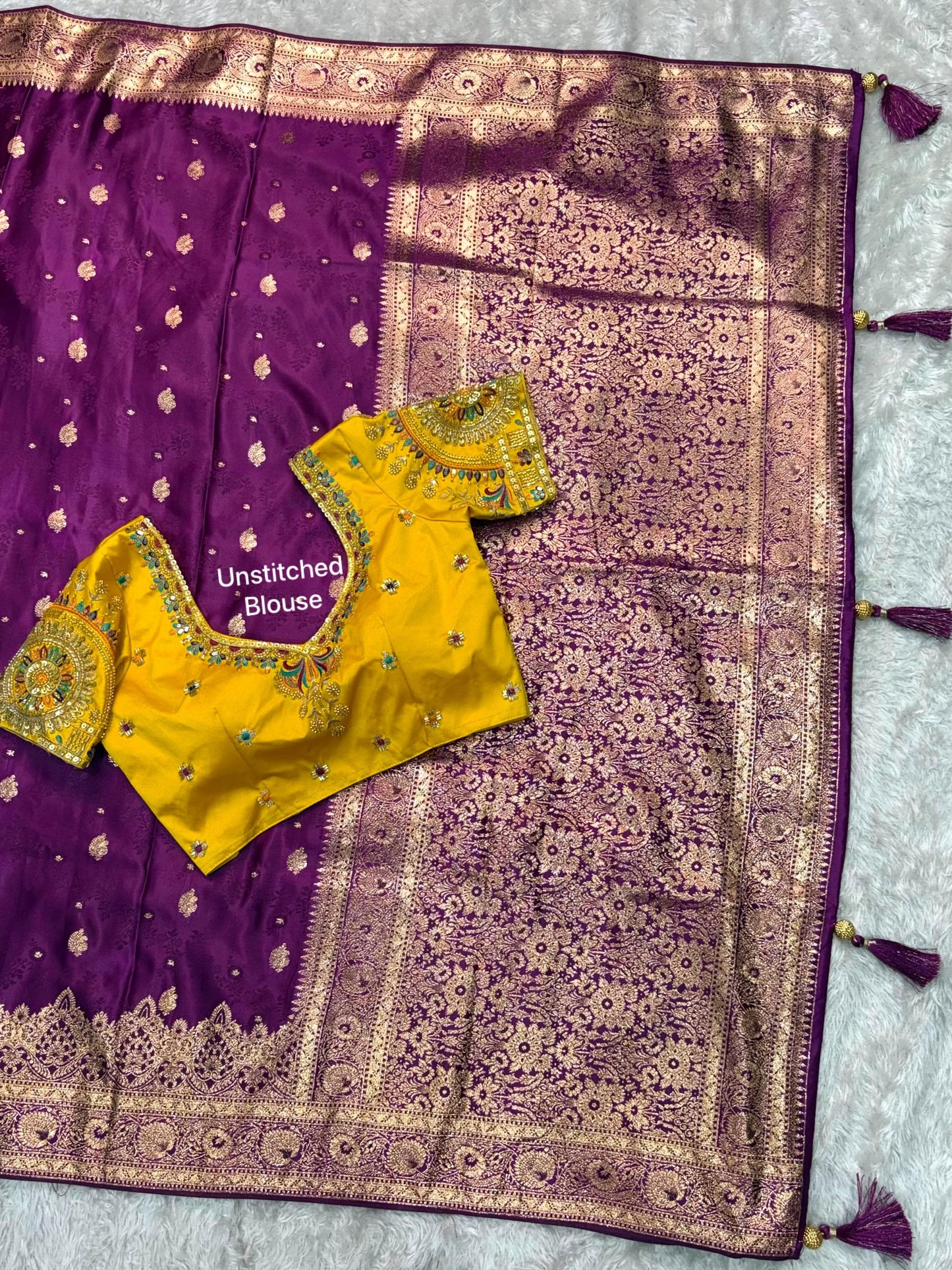 Maharani Banarasi Satin Silk Saree with Handwork Blouse