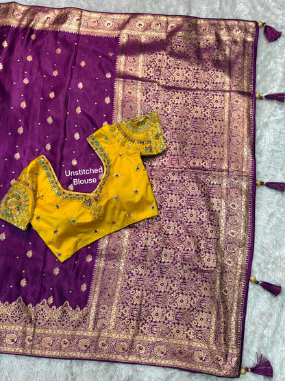 Maharani Banarasi Satin Silk Saree with Handwork Blouse
