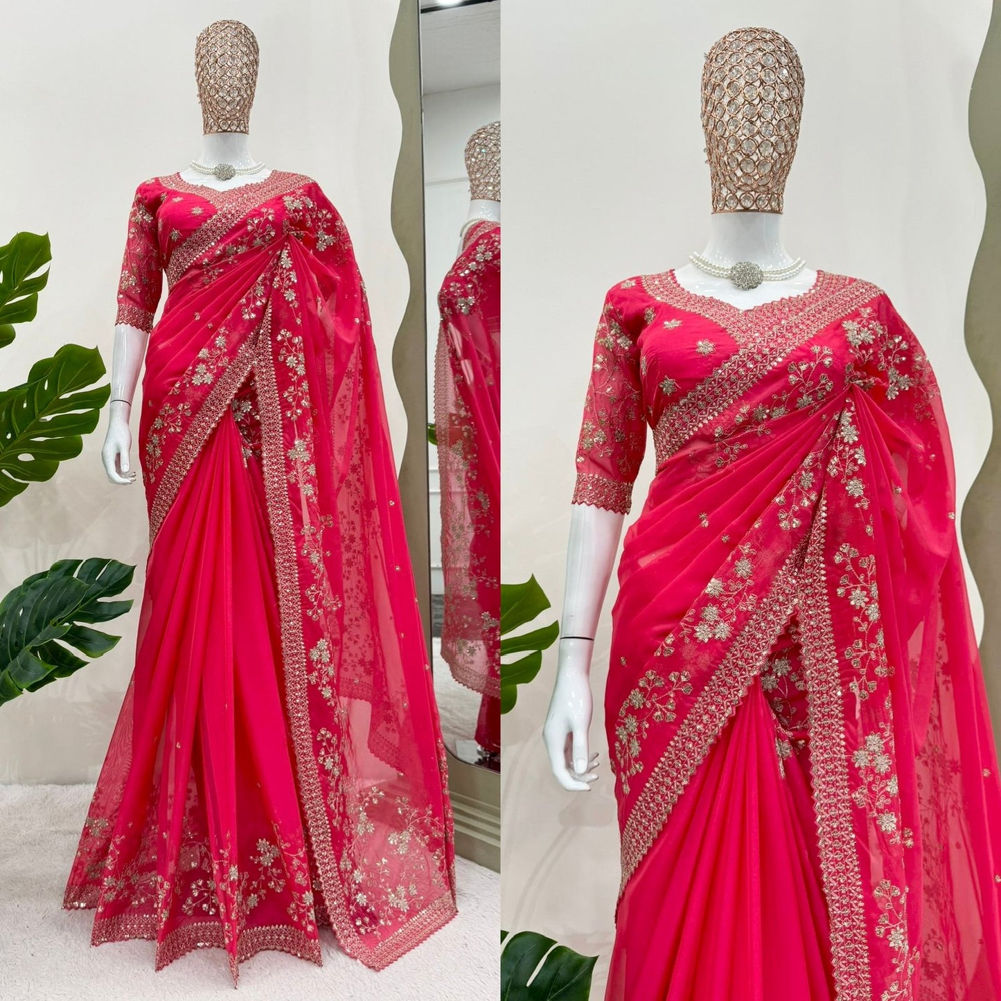 Designer Tibby Silk Saree with Thread & Sequence Work – Wedding Special