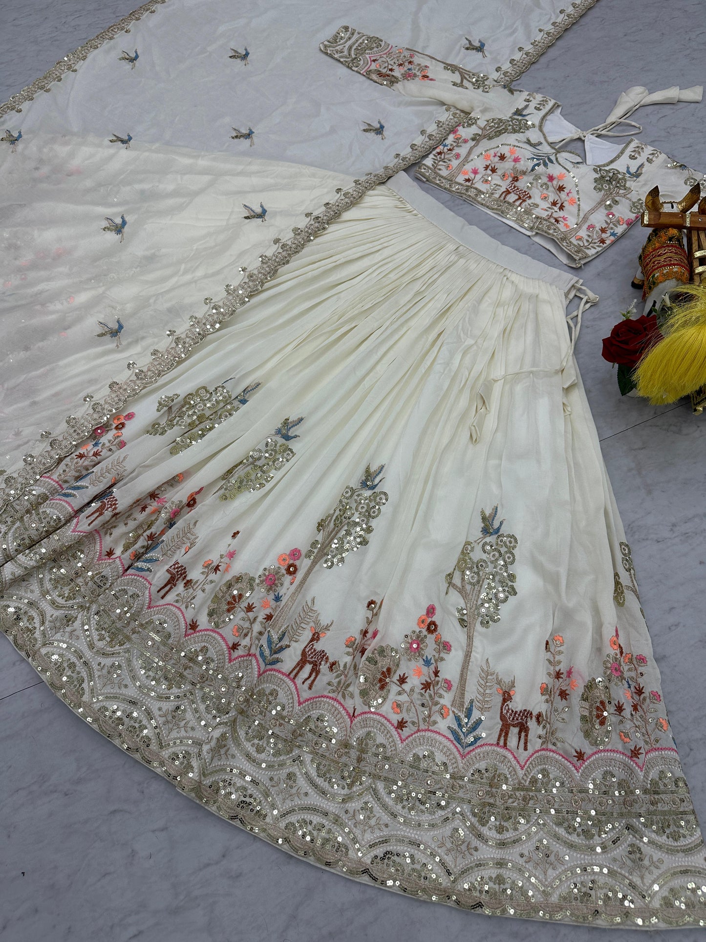 Wedding Embroidered Vichitra Silk Lehenga Choli Set