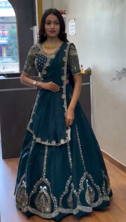 Premium Chinon Silk Embroidered Lehenga Choli With Dupatta – Festival Wear