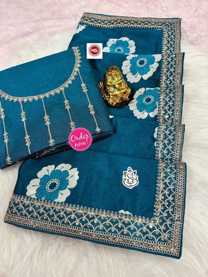 Elegant Floral Printed Saree with Designer Border – Soft Daily & Festive Wear