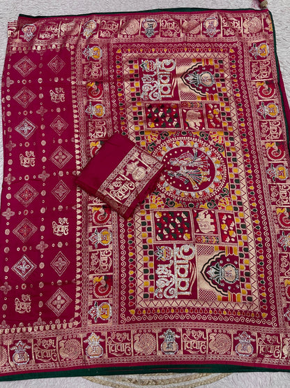 Wedding Special Dola Silk Designer Saree with Zarkhan Work