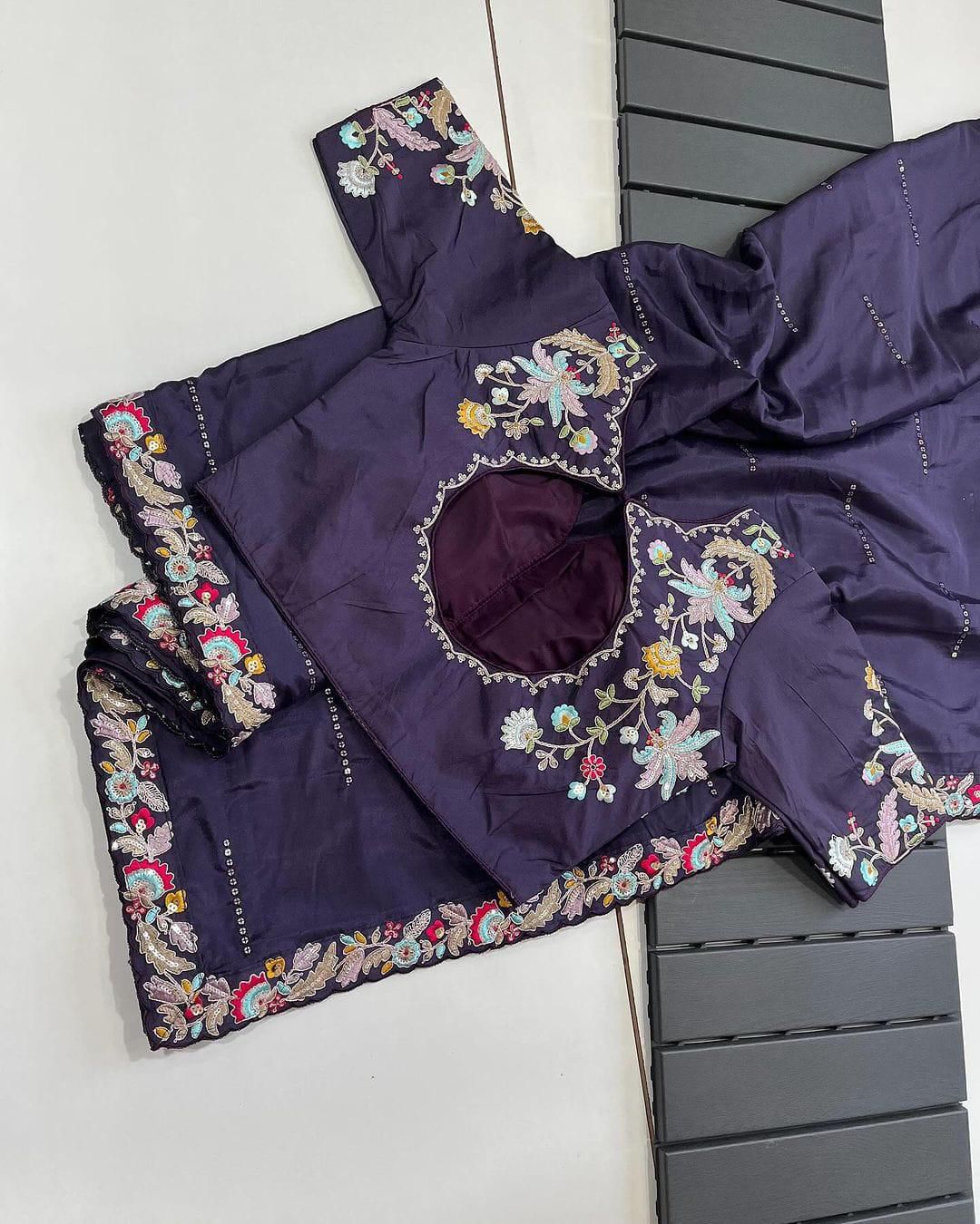 Rangoli Silk Embroidery Saree with Sequence Work & Designer Cut Work Border