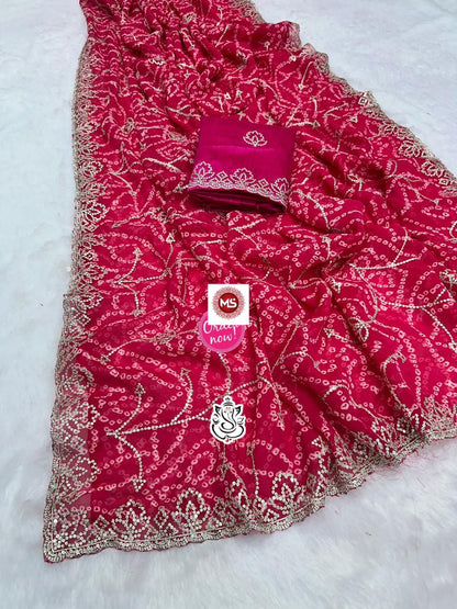 Heavy Embroidered Net Saree with Designer Blouse – Party & Wedding Wear (2 Colors)