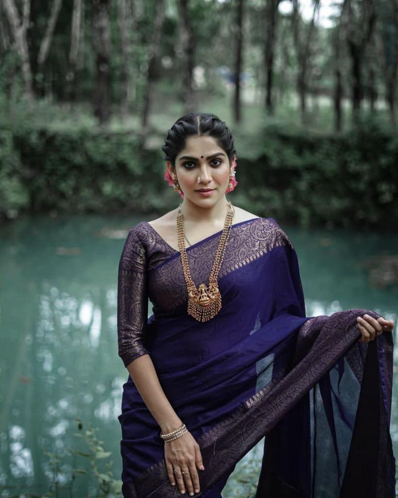 Navy Blue Elegant Silk Saree