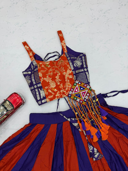Navratri Special Pure Cotton Lehenga Choli with Gamathi Work | 6+ Meter Flair