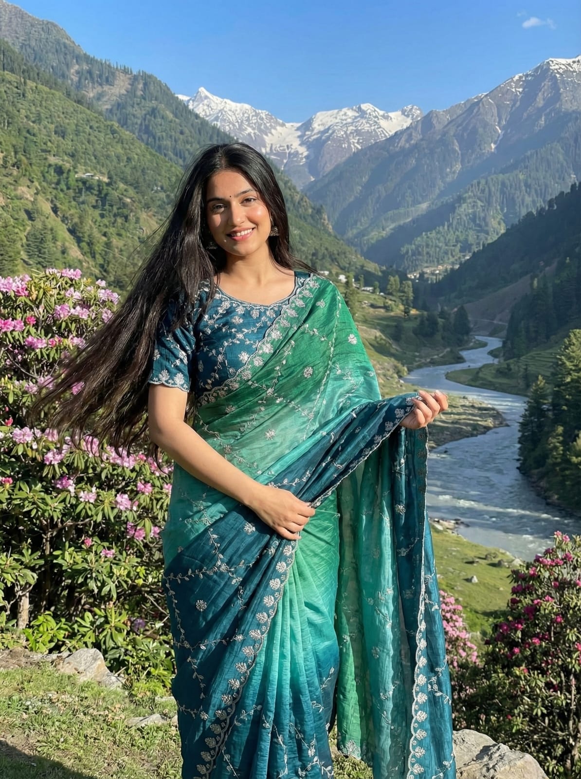 Gold Crush Embroidery Sequence Work Saree With Fully Stitched Blouse (5 Colours)