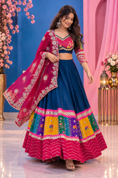 Navratri Special Pure Cotton Lehenga Choli with Heavy Embroidery & Sequins | 6 Meter Flair