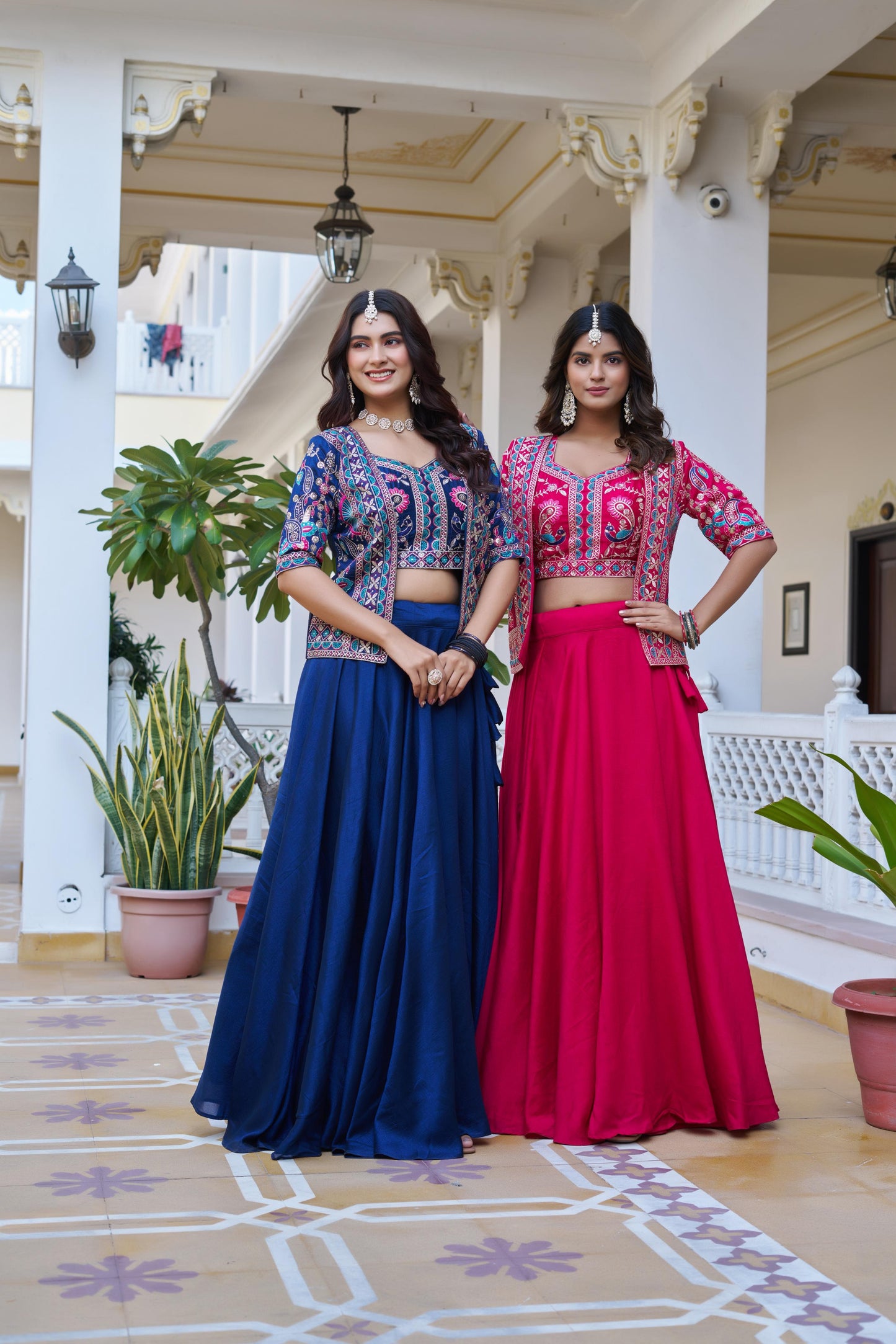 Festival Special Heavy Embroidery Lehenga Choli with Koti – Pure Vichitra Fabric Designer Set