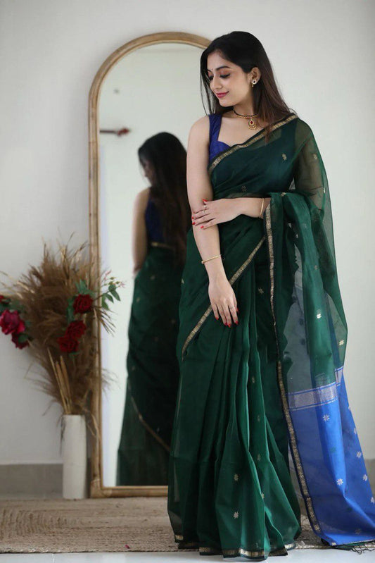 Bottle Green Festive Saree