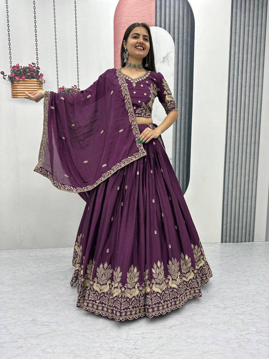 Festival Wear Chinon Lehenga Choli Set