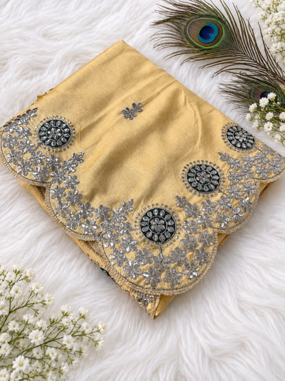 Soft Casino Crush Saree with Heavy C-Pallu Gotapatti Foil Work