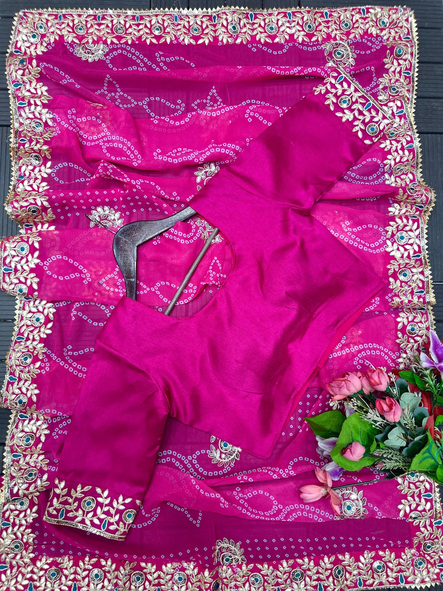 Bandhani Print Embroidered Lehenga Choli Set