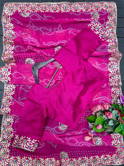 Bandhani Print Embroidered Lehenga Choli Set